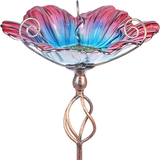 MUMTOP 31 Inch Height Glass Birdbath Birdfeeder by MUMTOP