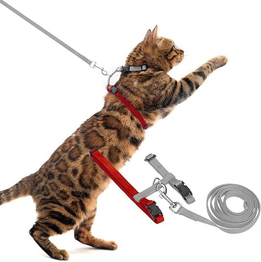 PUPTECK Adjustable Cat Harness and Leash Set Escape Proof Kitten Strap Collar by PUPTECK