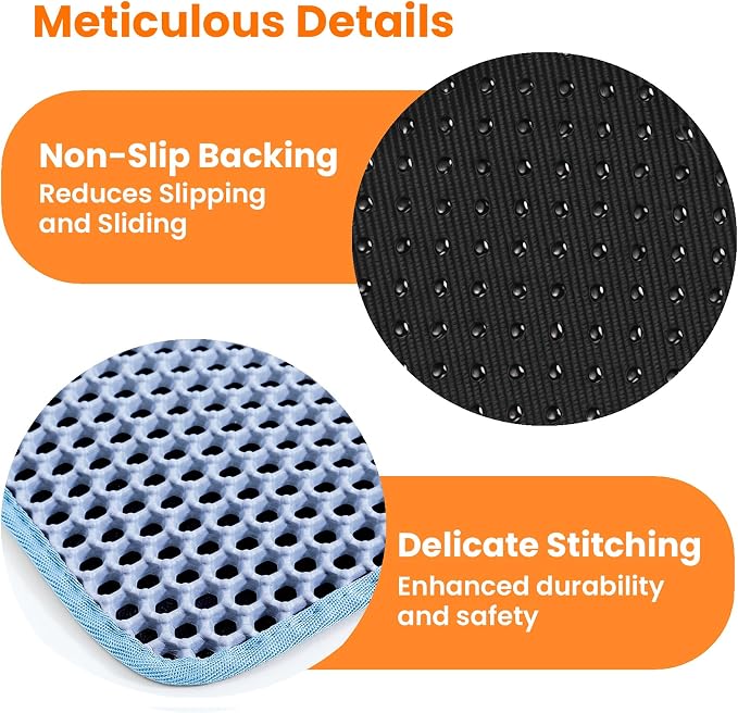 Small Cat Litter Mat, 20x14’’ Double Layer Honeycomb Cat Litter Box Mat - Image 8