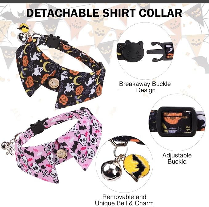 Halloween Cat Collar with Bells & Cute Pendant - Image 2