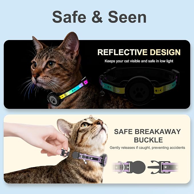 Airtag Cat Collar Breakaway, Reflective Cat Collar - Image 3