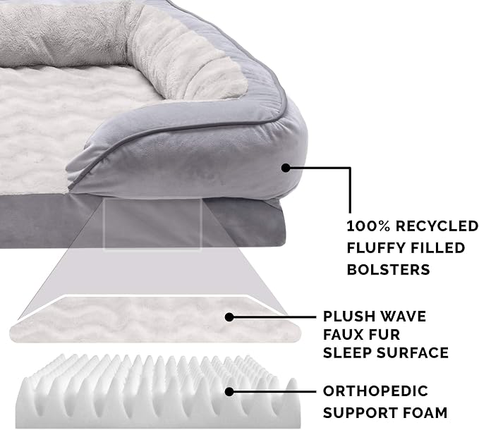 Furhaven Orthopedic Dog Bed for Medium/Small Dogs w/ Removable Bolsters & - Image 4