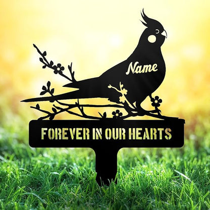 Personalized Cockatiel Memorial Stake – Custom Pet Parrot Bird Grave Marker by NIWAHO