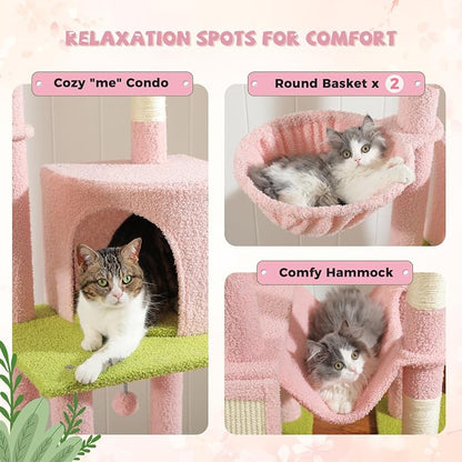 PAWZ Road Pink Cat Tree, Floor to Ceiling Cat Tower - Image 3
