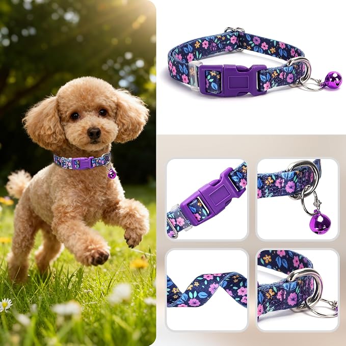 Cute Puppy Collar with Bell-Nylon Dog Collar - Image 2