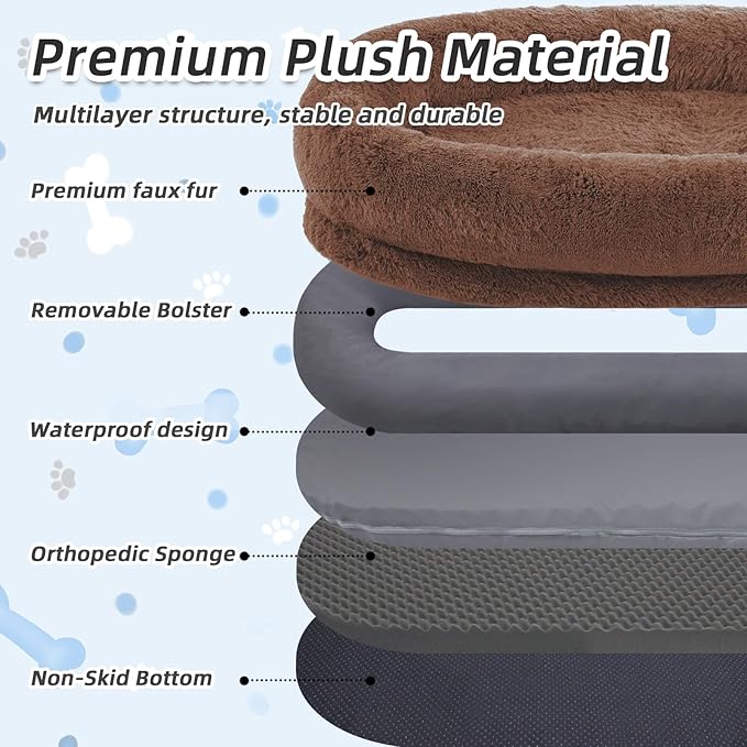 Human Dog Bed, Washable Faux Fur Pet Bed - Image 4