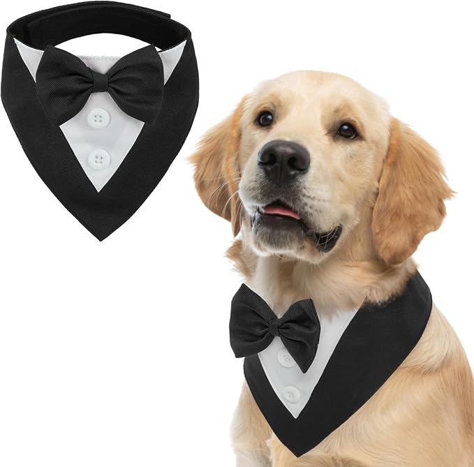 FUAMEY Dog Tuxedo for Large Dogs, Dog Formal Suit Dogs Attire Pet Bow Tie Puppy by FUAMEY