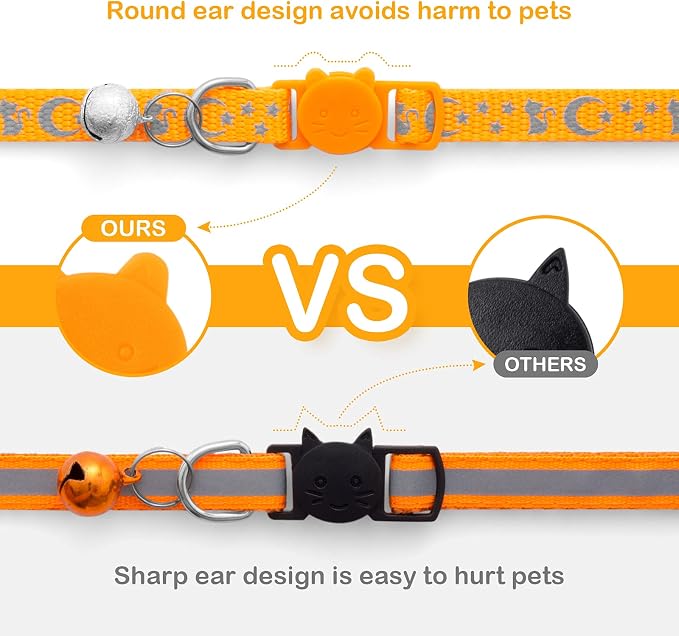 LLHK 2 Pack Breakaway Cat Collars & 2 Pcs Name Tags, Reflective Safety Kitten - Image 2