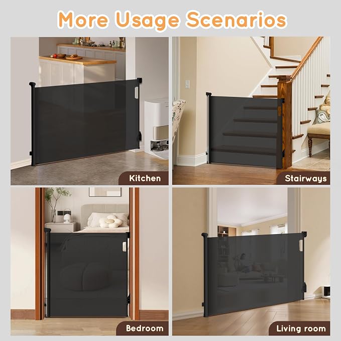 Retractable Baby Gate for Stairs, Automatic Tension, One-Hand Operation - Image 8