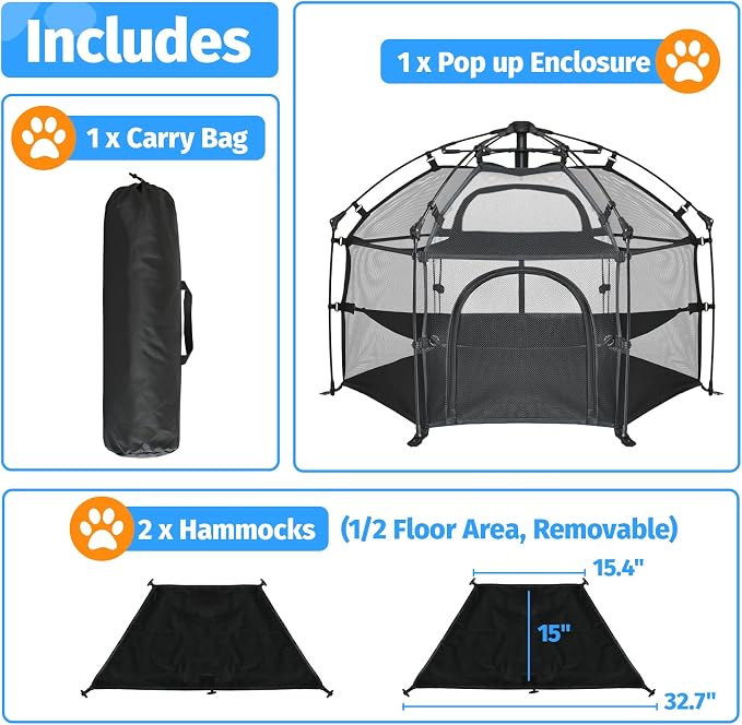 EighteenTek® Catio Outdoor Cat Enclosure 3-Tier Pop up Cat Tent Playpen | - Image 8