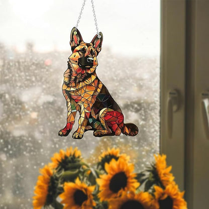 German Shepherd Window Hanging Decor Suncatcher Dog ，Stain Acrylic Window - Image 5