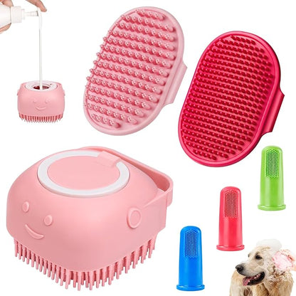 Comotech 6PCS Dog Bath Brush & Dog Toothbrush | Adjustable Handle Shampoo Brush by Comotech