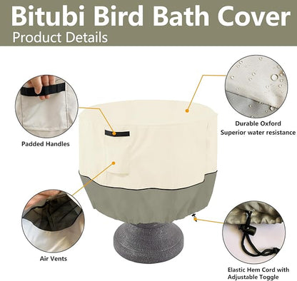 Bitubi Bird Bath Cover（24"x18"） 600D Oxford Cloth Garden Fountain Statue - Image 4