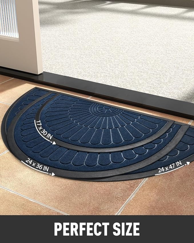 tchdio Semicircular Durable Rubber Doormat- Non Slip Front Door Mat - Image 6