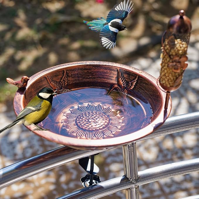 DREAMSOUL 13" Dia Deck Mounted Bird Bath by DREAMSOUL