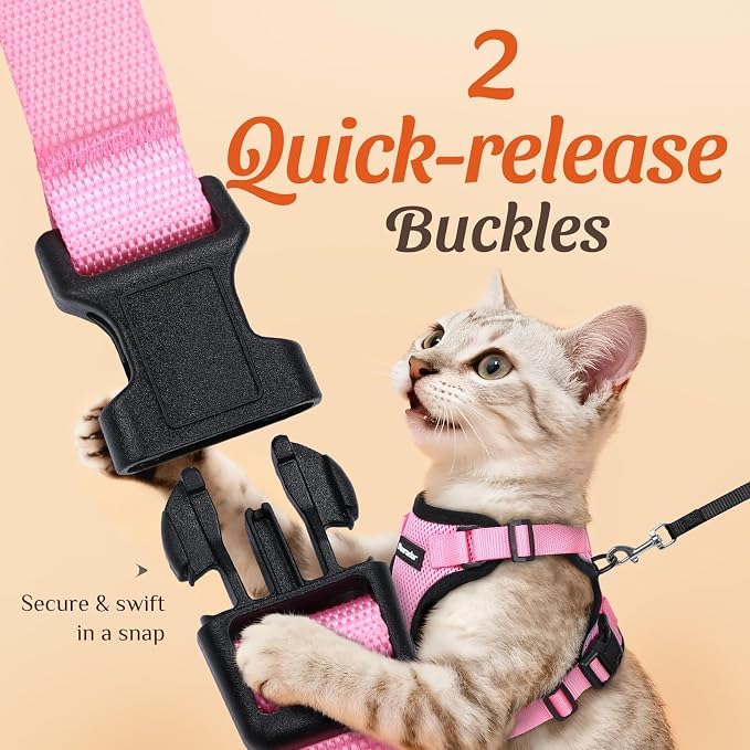 Dooradar Cat Harness and Leash Set, Escape Proof Safe Adjustable Kitten Vest - Image 4