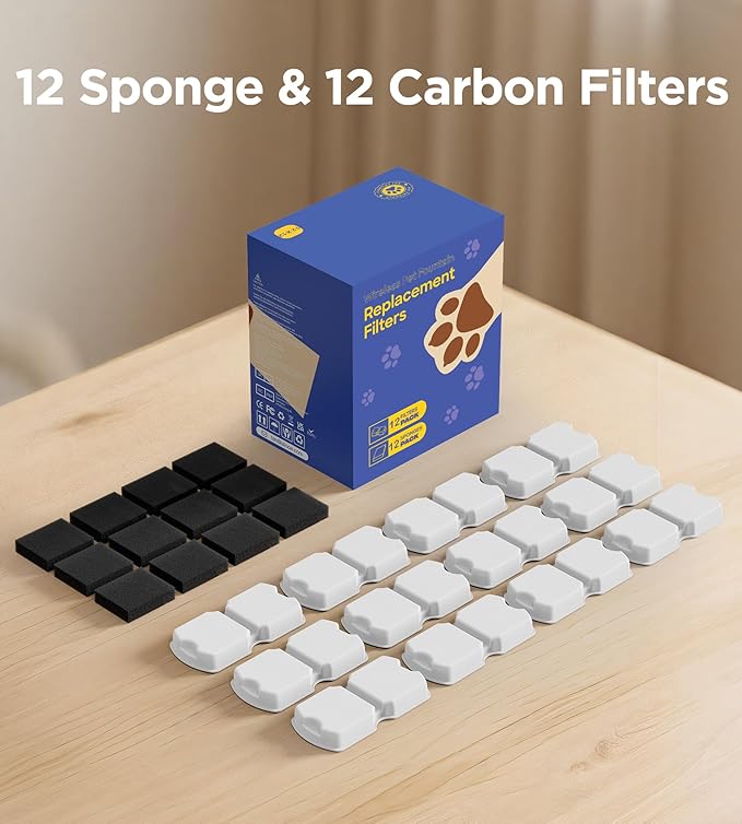 Cat Water Fountain Filters: 12Pack Replacement Pet Fountain Filter of 12 Carbon - Image 6