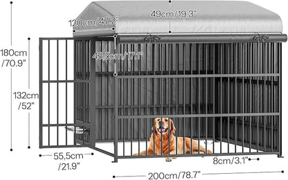 HOOBRO Outdoor Dog Kennel with Cover, 6.6 x 3.9 x 5.9 ft Dog Kennel Outside - Image 2
