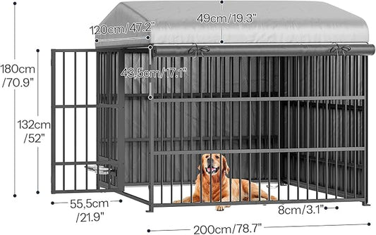 HOOBRO Outdoor Dog Kennel with Cover, 6.6 x 3.9 x 5.9 ft Dog Kennel Outside - Image 2