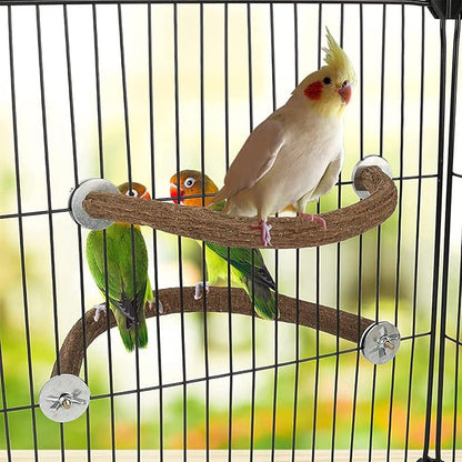 Allazone Bird Natural Wood Stand Perch Swing U Shape Natural Parrot Perch Bird - Image 4