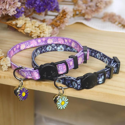Cat Collar Breakaway, 2 Pack Cotton Cats Collars - Image 2