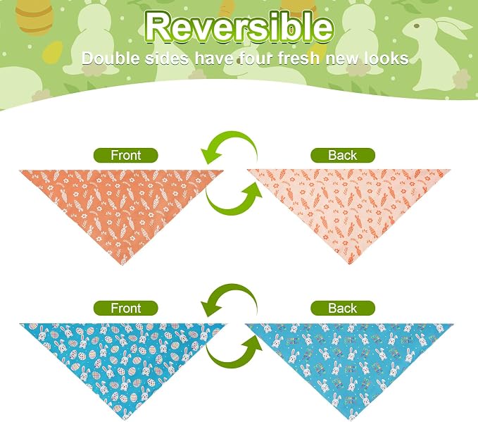Easter Dog Bandanas XLarge 2PCS, 4 Pattern Colorful Scarf - Image 6