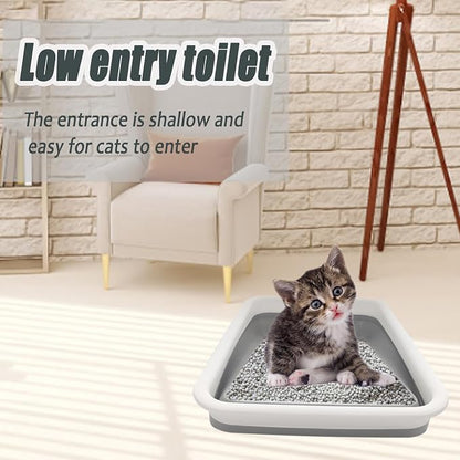 Collapsible Small Cat Litter Box, 14.6 x 10.6 x 4.8 inch Open Waterproof Low - Image 4