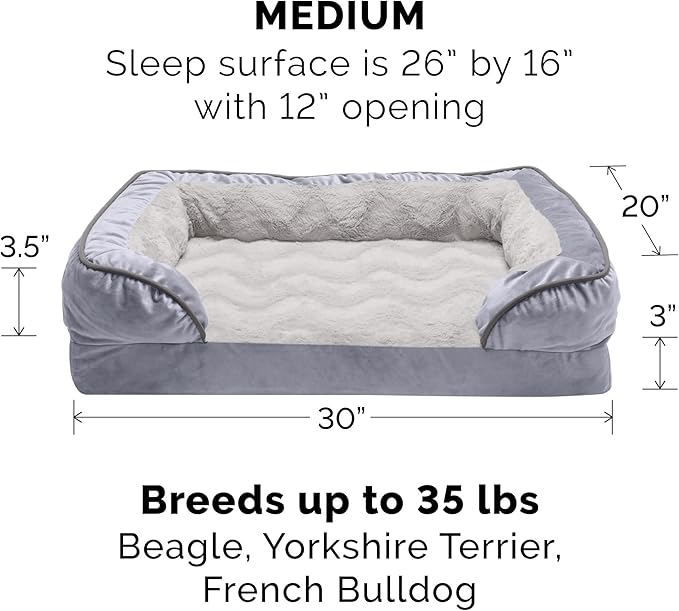 Furhaven Memory Foam Dog Bed for Medium/Small Dogs w/ Removable Bolsters & - Image 2
