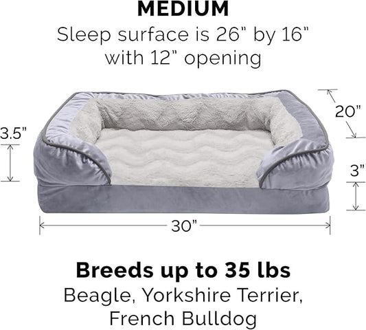 Furhaven Memory Foam Dog Bed for Medium/Small Dogs w/ Removable Bolsters & - Image 2