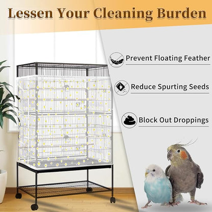 Daoeny Bird Cage Seed Catcher, Large Bird Cage Cover, Adjustable Soft Airy - Image 2