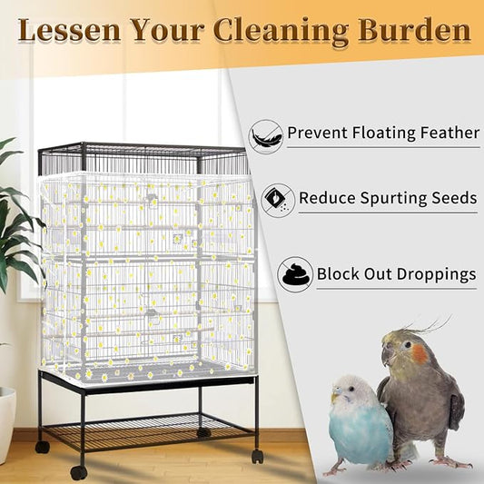 Daoeny Bird Cage Seed Catcher, Large Bird Cage Cover, Adjustable Soft Airy - Image 2