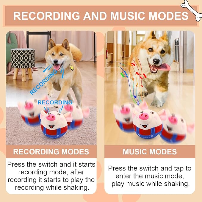 BABORUI Interactive Dog Toys Pig, Jumping Squeaky Dog Toys - Image 3