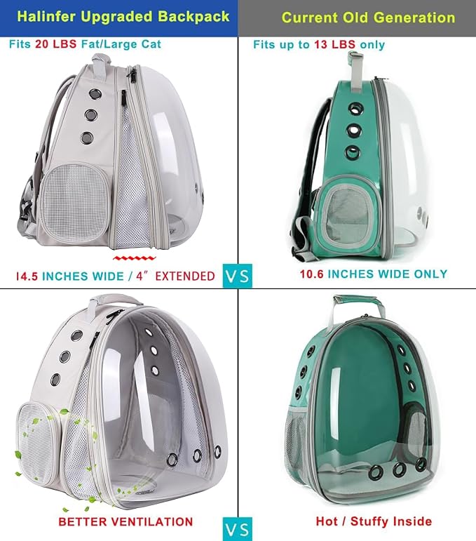 Front Expandable Cat Backpack, Fit up to 20 lbs, Space Capsule Bubble Window - Image 3