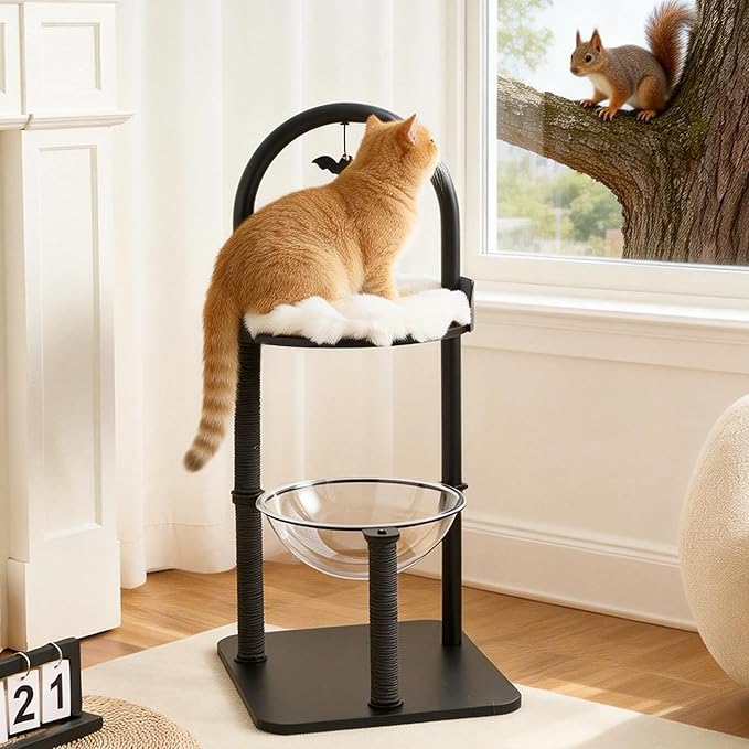 Modern Cat Tree Tower for Indoor Cats up to 12lbs, Wood Cat Bed - Image 9