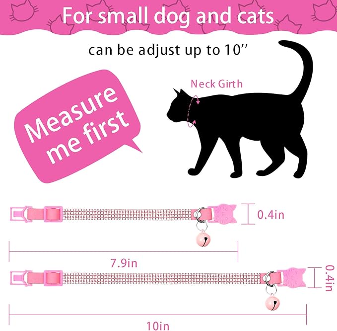 Weewooday 4 Pieces Rhinestones Cat Collars Breakaway Cat Collar - Image 2