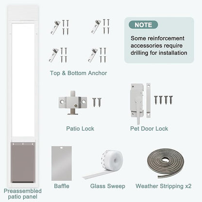 Dog Door for Sliding Glass Doors, Adjustable Height 76 1/8"-80 7/8" Aluminum - Image 7