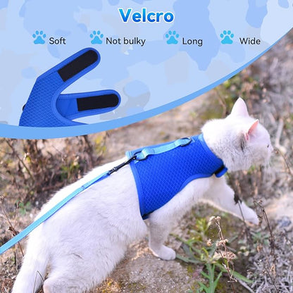 Cat Harness and Leash for Walking Escape Proof Breathable Mesh Fabric, Solid - Image 4
