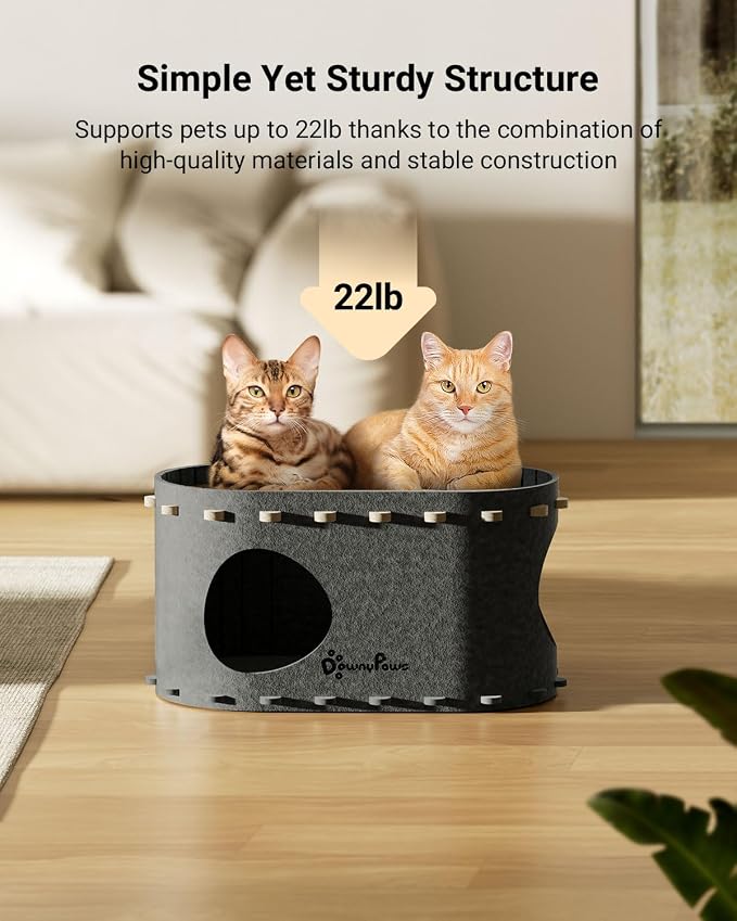 DownyPaws Cat House for Indoor Cats, Cat Bed Cave for Multiple & Large Cats Up - Image 4
