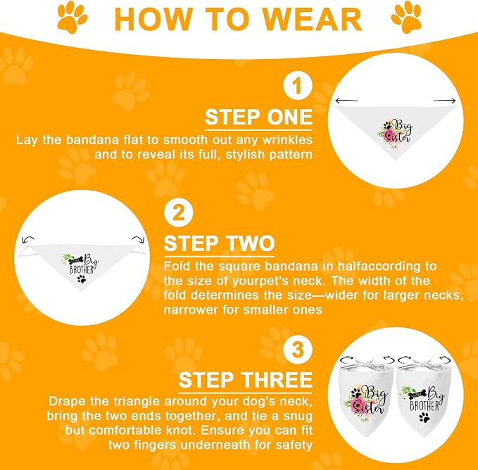 2 Packs Big Sister Brother Pregnancy Announcement Dog Bandana, Gender Reveal - Image 4