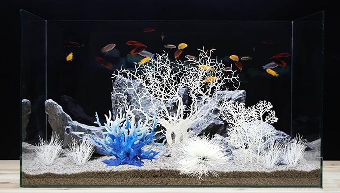 BEGONDIS 8 Pack Artificial Coral Ornament, Aquarium Plasitc Water Plants - Image 4