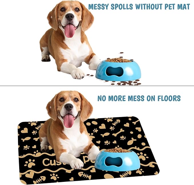 Personalized Dog Cat Mat with Name Photo Custom Placemat Feeding Mats - Image 6