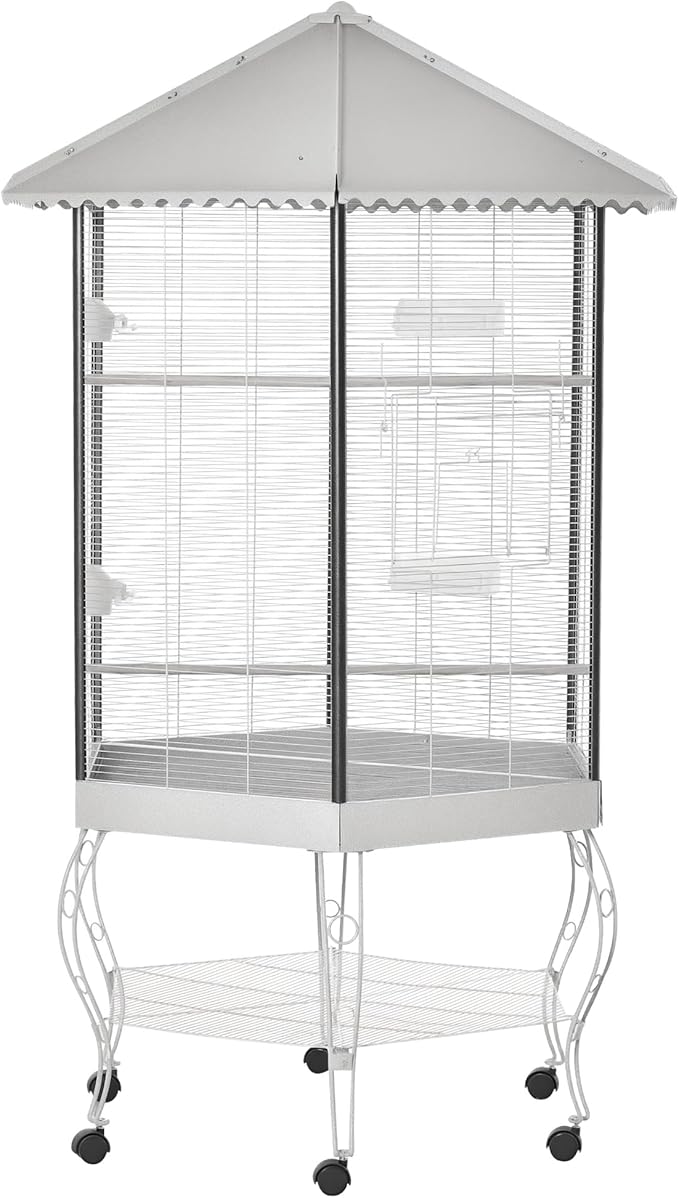 PawHut 44" Hexagon Covered Canopy Portable Aviary Flight Bird Cage by PawHut