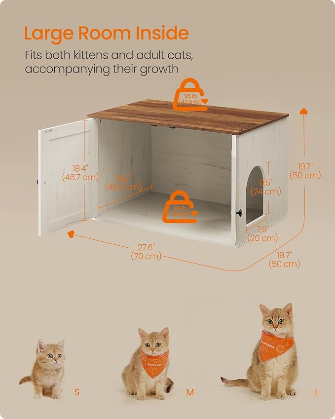 Feandrea Cat Litter Box Enclosure, Litter Box Furniture Hidden, Indoor Cat House - Image 5