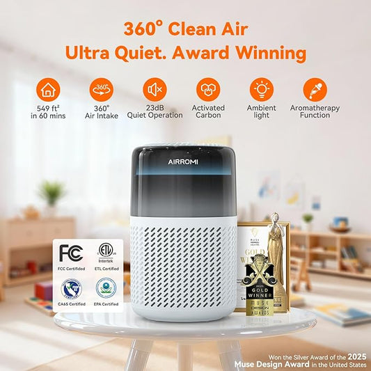 AIRROMI HEPA Air Purifier for Bedroom&Home, Pet Air Purifier for Home Pets - Image 2