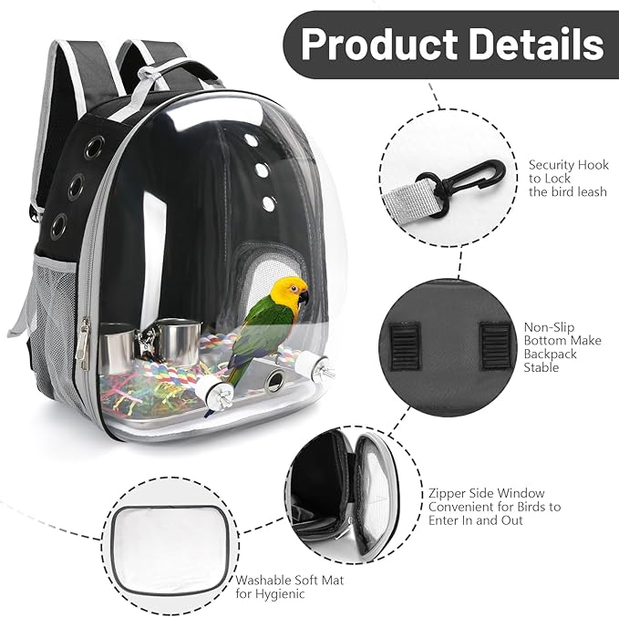 Bird Backpack Carrier, Travel Bird Cage - Image 3