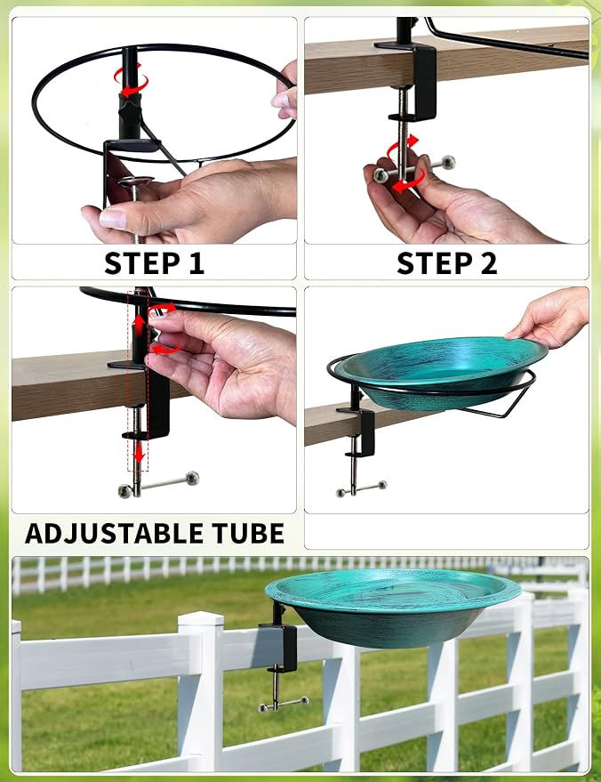 Deck Mounted Bird Bath for Outside, Detachable Birdbath Bowl - Image 3
