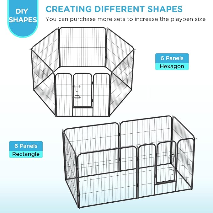 BestPet | Dog Playpen | 32 Inch, 6 Panels | Heavy Duty Metal Pet Exercise Pen | - Image 3