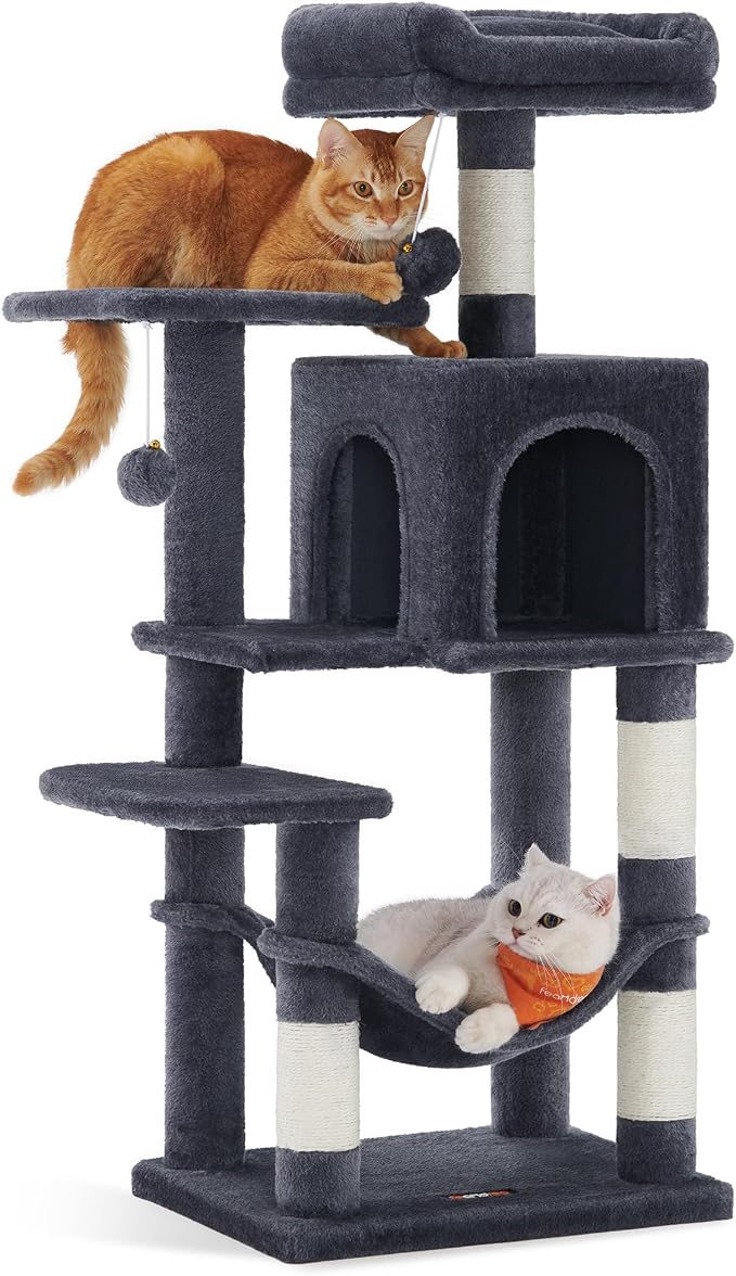 Feandrea Cat Tree, 44.1-Inch Cat Tower, Plush Multi-Level Condo by FeandreabySONGMICSHOME