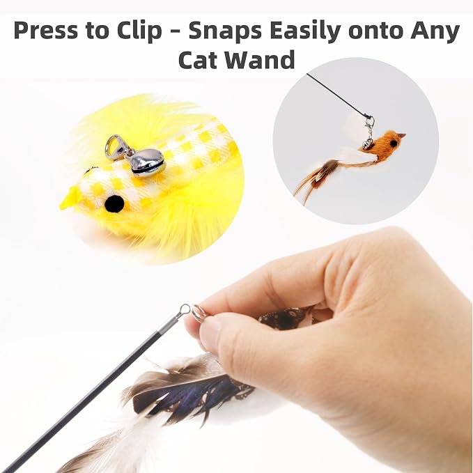 11 PCS Multi-Functional Cat Toy Replacement Heads – Realistic Handmade Bird - Image 7