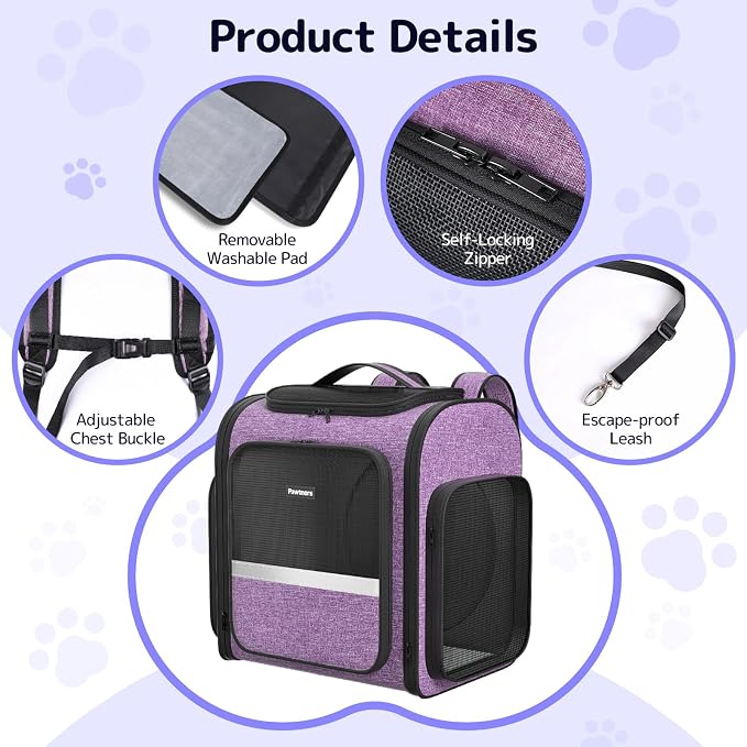 Cat Backpack Carrier with Detachable Play Tunnel, 2 in 1 Cat Tunnel Backpack - Image 8